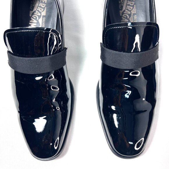 SALVATORE FERRAGAMO Patent Leather Tuxedo formal Shoes‎  Men\